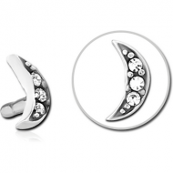 SURGICAL STEEL JEWELLED PUSH FIT ATTACHMENT FOR BIOFLEX INTERNAL LABRET - CRESCENT 3 GEMS PIERCING