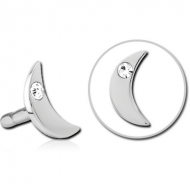 SURGICAL STEEL JEWELLED PUSH FIT ATTACHMENT FOR BIOFLEX INTERNAL LABRET - CRESCENT SINGLE GEM PIERCING