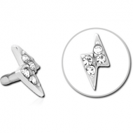 SURGICAL STEEL JEWELLED PUSH FIT ATTACHMENT FOR BIOFLEX INTERNAL LABRET - THUNDER PIERCING