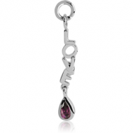 SURGICAL STEEL JEWELLED ATTACHMENT FOR INTIMATE PIERCING - LOVE AND PEAR PIERCING