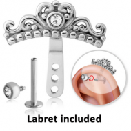 SURGICAL STEEL JEWELLED HELIX WRAP AND INTERNALLY THREADED JEWELLED MICRO LABRET PIERCING