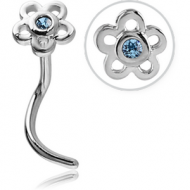 SURGICAL STEEL CURVED JEWELLED FLOWER NOSE STUD PIERCING