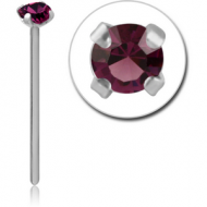 SURGICAL STEEL STRAIGHT PRONG SET 3 MM JEWELLED NOSE STUD PIERCING