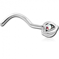 SURGICAL STEEL CURVED JEWELLED NOSE STUD PIERCING