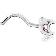 SURGICAL STEEL CURVED JEWELLED NOSE STUD PIERCING