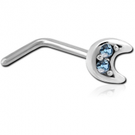 SURGICAL STEEL 90 DEGREE JEWELLED NOSE STUD PIERCING