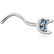 SURGICAL STEEL CURVED JEWELLED NOSE STUD PIERCING
