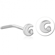 SURGICAL STEEL 90 DEGREE JEWELLED NOSE STUD PIERCING