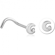 SURGICAL STEEL CURVED JEWELLED NOSE STUD PIERCING