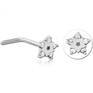 SURGICAL STEEL 90 DEGREE JEWELLED NOSE STUD PIERCING