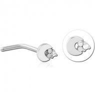 SURGICAL STEEL 90 DEGREE JEWELLED NOSE STUD PIERCING