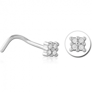 SURGICAL STEEL CURVED JEWELLED NOSE STUD PIERCING
