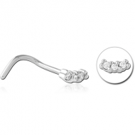 SURGICAL STEEL CURVED JEWELLED NOSE STUD PIERCING