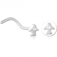 SURGICAL STEEL CURVED JEWELLED NOSE STUD PIERCING