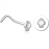 SURGICAL STEEL CURVED JEWELLED NOSE STUD PIERCING