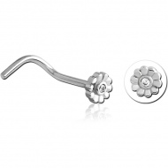 SURGICAL STEEL CURVED JEWELLED NOSE STUD PIERCING