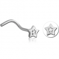 SURGICAL STEEL CURVED JEWELLED NOSE STUD PIERCING