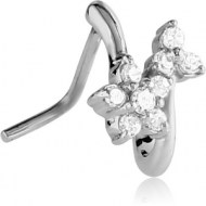 SURGICAL STEEL 90 DEGREE JEWELLED WRAP AROUND NOSE STUD PIERCING