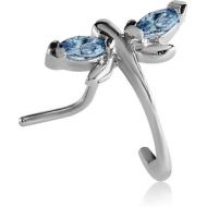 SURGICAL STEEL 90 DEGREE JEWELLED WRAP AROUND NOSE STUD PIERCING