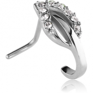 SURGICAL STEEL 90 DEGREE JEWELLED WRAP AROUND NOSE STUD PIERCING