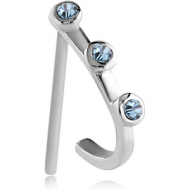 SURGICAL STEEL STRAIGHT JEWELLED WRAP AROUND NOSE STUD PIERCING