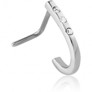 SURGICAL STEEL 90 DEGREE JEWELLED WRAP AROUND NOSE STUD PIERCING