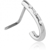 SURGICAL STEEL 90 DEGREE JEWELLED WRAP AROUND NOSE STUD PIERCING