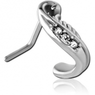 SURGICAL STEEL 90 DEGREE JEWELLED WRAP AROUND NOSE STUD - LEAF PIERCING