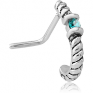 SURGICAL STEEL 90 DEGREE JEWELLED WRAP AROUND NOSE STUD PIERCING