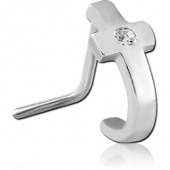 SURGICAL STEEL STRAIGHT JEWELLED WRAP AROUND NOSE STUD PIERCING
