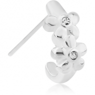 SURGICAL STEEL STRAIGHT JEWELLED WRAP AROUND NOSE STUD - FLOWER PIERCING