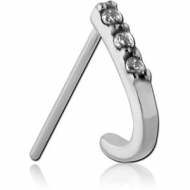 SURGICAL STEEL STRAIGHT JEWELLED WRAP AROUND NOSE STUD PIERCING