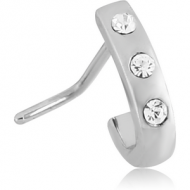 SURGICAL STEEL 90 DEGREE JEWELLED WRAP AROUND NOSE STUD PIERCING