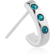 SURGICAL STEEL STRAIGHT JEWELLED WRAP AROUND NOSE STUD PIERCING
