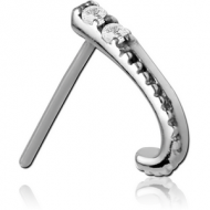 SURGICAL STEEL STRAIGHT JEWELLED WRAP AROUND NOSE STUD PIERCING