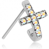 SURGICAL STEEL STRAIGHT JEWELLED WRAP AROUND NOSE STUD PIERCING