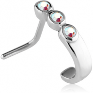 SURGICAL STEEL 90 DEGREE JEWELLED WRAP AROUND NOSE STUD PIERCING