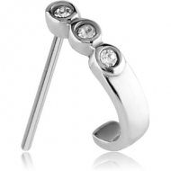 SURGICAL STEEL STRAIGHT JEWELLED WRAP AROUND NOSE STUD PIERCING