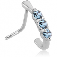 SURGICAL STEEL 90 DEGREE JEWELLED WRAP AROUND NOSE STUD