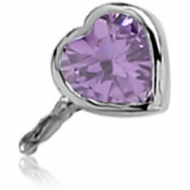 SURGICAL STEEL JEWELLED PUSH FIT ATTACHMENT FOR BIOFLEX INTERNAL NIPPLE SHIELD - HEART PIERCING