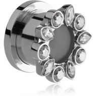 SURGICAL STEEL JEWELLED THREADED TUNNEL PIERCING
