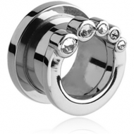 SURGICAL STEEL JEWELLED THREADED TUNNEL PIERCING