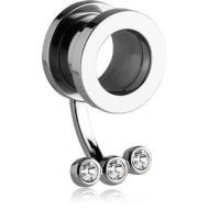 STAINLESS STEEL JEWELLED THREADED TUNNEL PIERCING