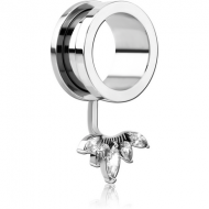 STAINLESS STEEL THREADED TUNNEL WITH SURGICAL STEEL JEWELLED TOP PIERCING