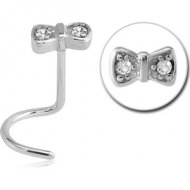 SURGICAL STEEL JEWELLED LARGE CURVE NOSE STUD - BOW PIERCING