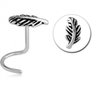 SURGICAL STEEL LARGE CURVE NOSE STUD - LEAF PIERCING