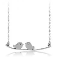 SURGICAL STEEL NECKLACE WITH PENDANT - TWO BIRDS