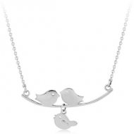SURGICAL STEEL NECKLACE WITH PENDANT - THREE BIRDS