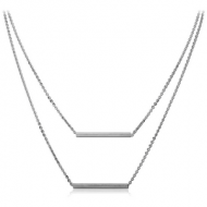 SURGICAL STEEL NECKLACE WITH PENDANT - TWO SQUARE BARS