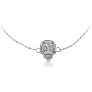 SURGICAL STEEL NECKLACE WITH PENDANT - FANCY SKULL